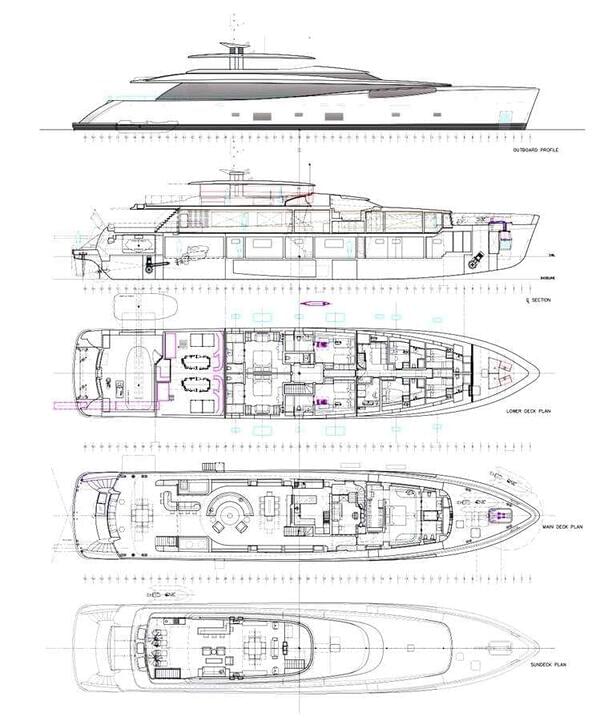 <b>Планы палуб</b>  Feadship Full Custom EXCELLENCE V 