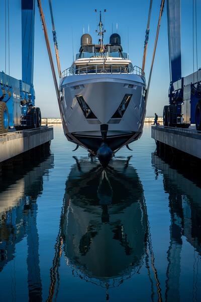 Custom Line Navetta 33 Hull 26 Launches at Ferretti Group Superyacht Yard