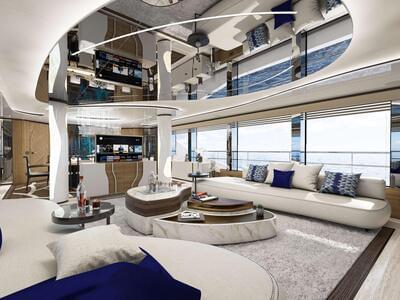 Hot Lab studio, part of Viken Group, reveals interiors of 50m Bilgin 163 yacht Eternal Spark ahead of summer launch