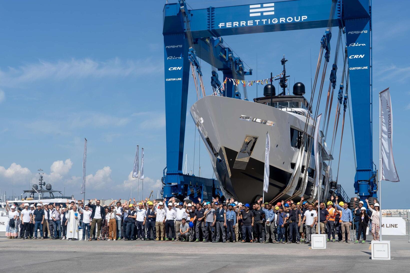 SECOND HULL LAUNCHED OF THE CUSTOM LINE 140’ PLANING FLAGSHIP